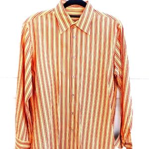 JOHN VARVATOS STRIPE  COTTON BUTTON DOWN- MEDIUM